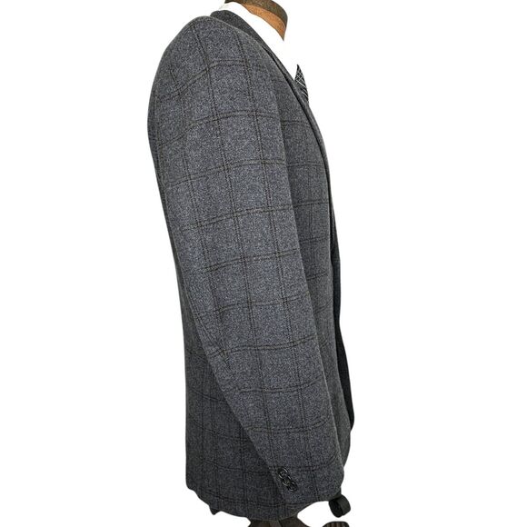 Corneliani Men 42R Gray Blazer Jacket Sport Coat Wool Cashmere Windowpane - Picture 3 of 6